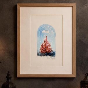 A' vita, fiamma di corni napoletani, dipinto a mano su una pagina del libro di Antonio De Curtis (Totò) acquerello di Pasquale Scognamiglio