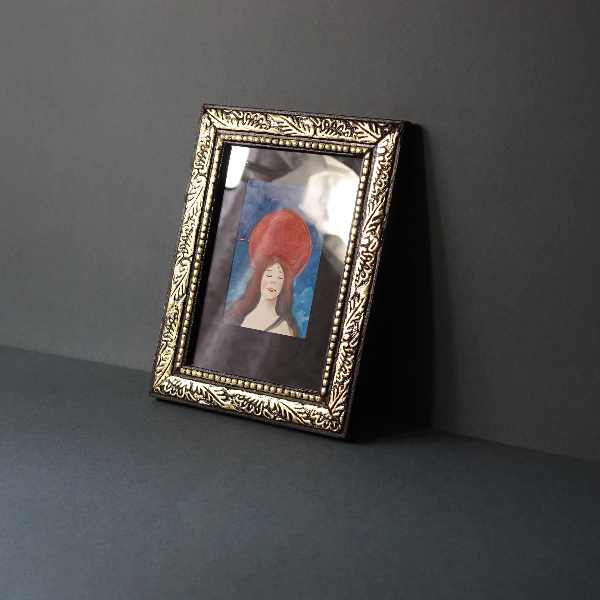 Acquarello Originale Sirena Partenope – arte di Sorrento in Cornice, Arte Simbolica Napoletana, di Pasquale Scognamiglio - Image 3