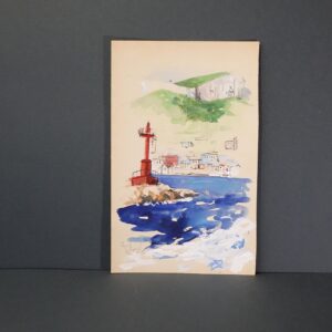 Acquerello Originale "Marina Piccola, l'Approdo a Capri" – Veduta Marina Napoletana su Carta Avorio, Arte Italiana Contemporanea, 21x14cm