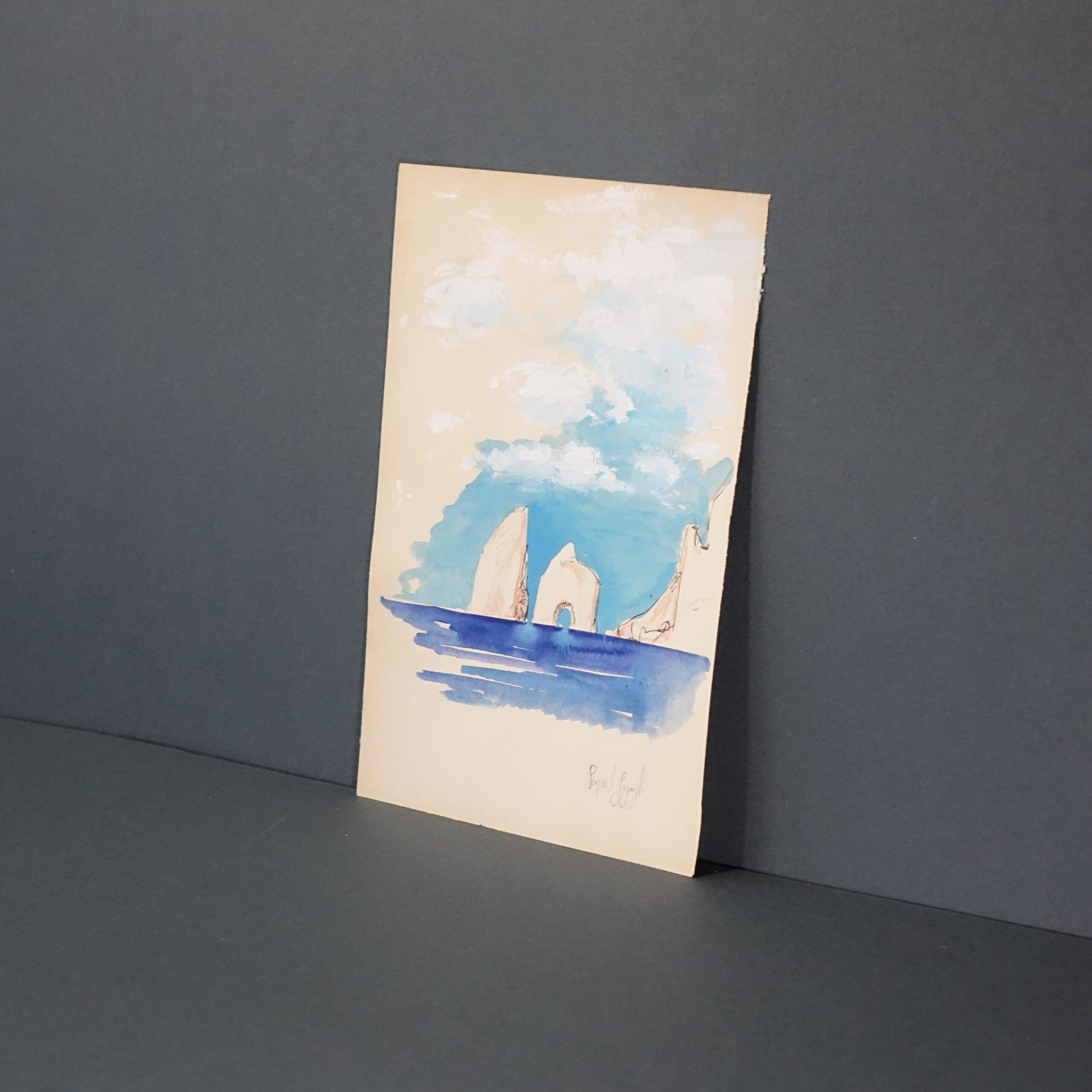 Capri, L'arco d'azzurro – Acquarello originale su carta avorio | Faraglioni di Capri | Paesaggio marino italiano - Image 3