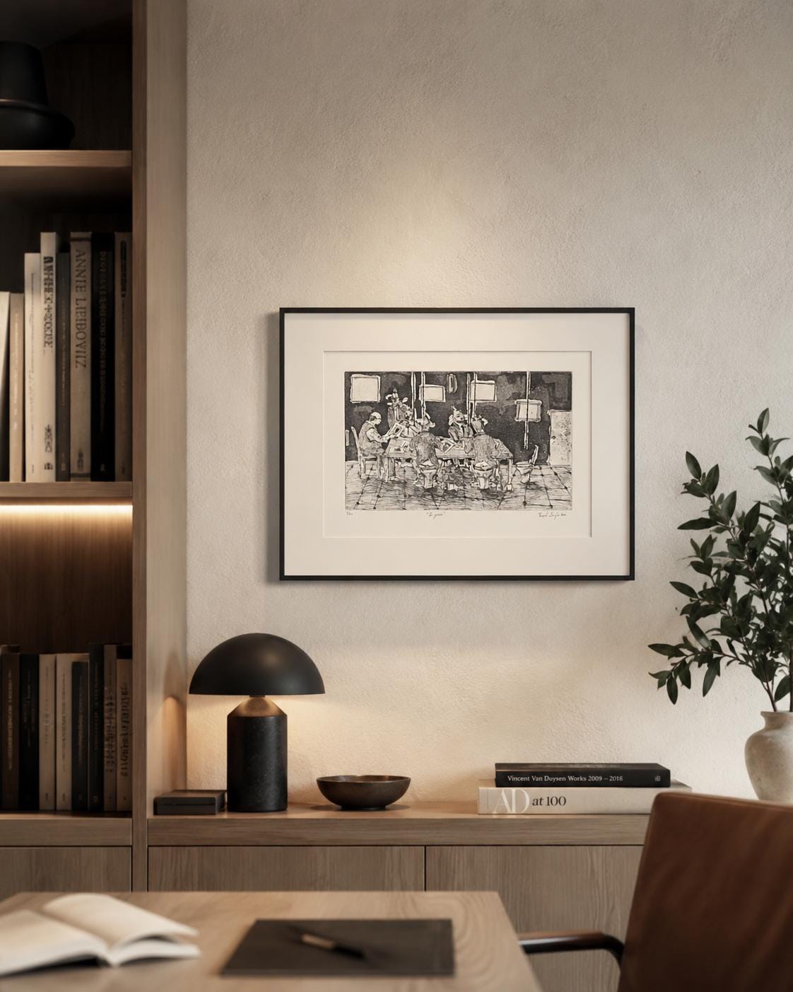 Incisione calcografica "La Giuria" - Acquaforte e Acquatinta su Rame di Pasquale Scognamiglio, quadro satirico, critico d'arte e gallerista - Image 2