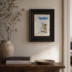 Original Watercolor Sea Antique Paper Handwritten 19th Century Symbolic Painting 1940 Frame Wood Neapolitan Art Pasquale Scognamiglio 2025