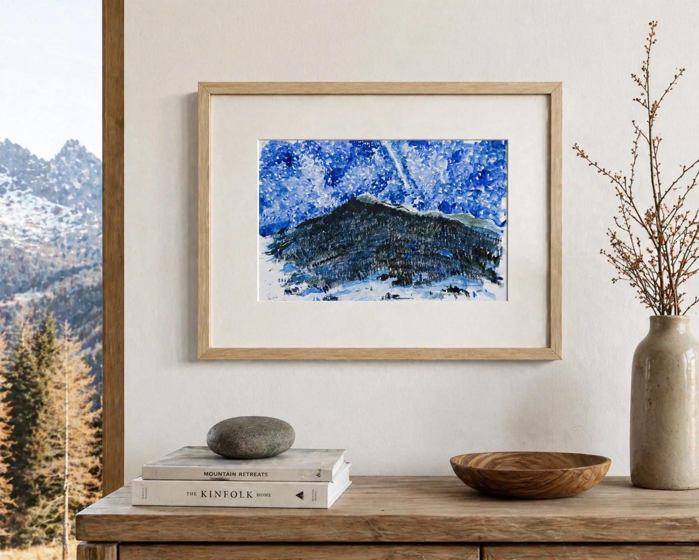 Watercolor of the Three Stars of Matrei in Austria - by Pasquale Scognamiglio - Image 2