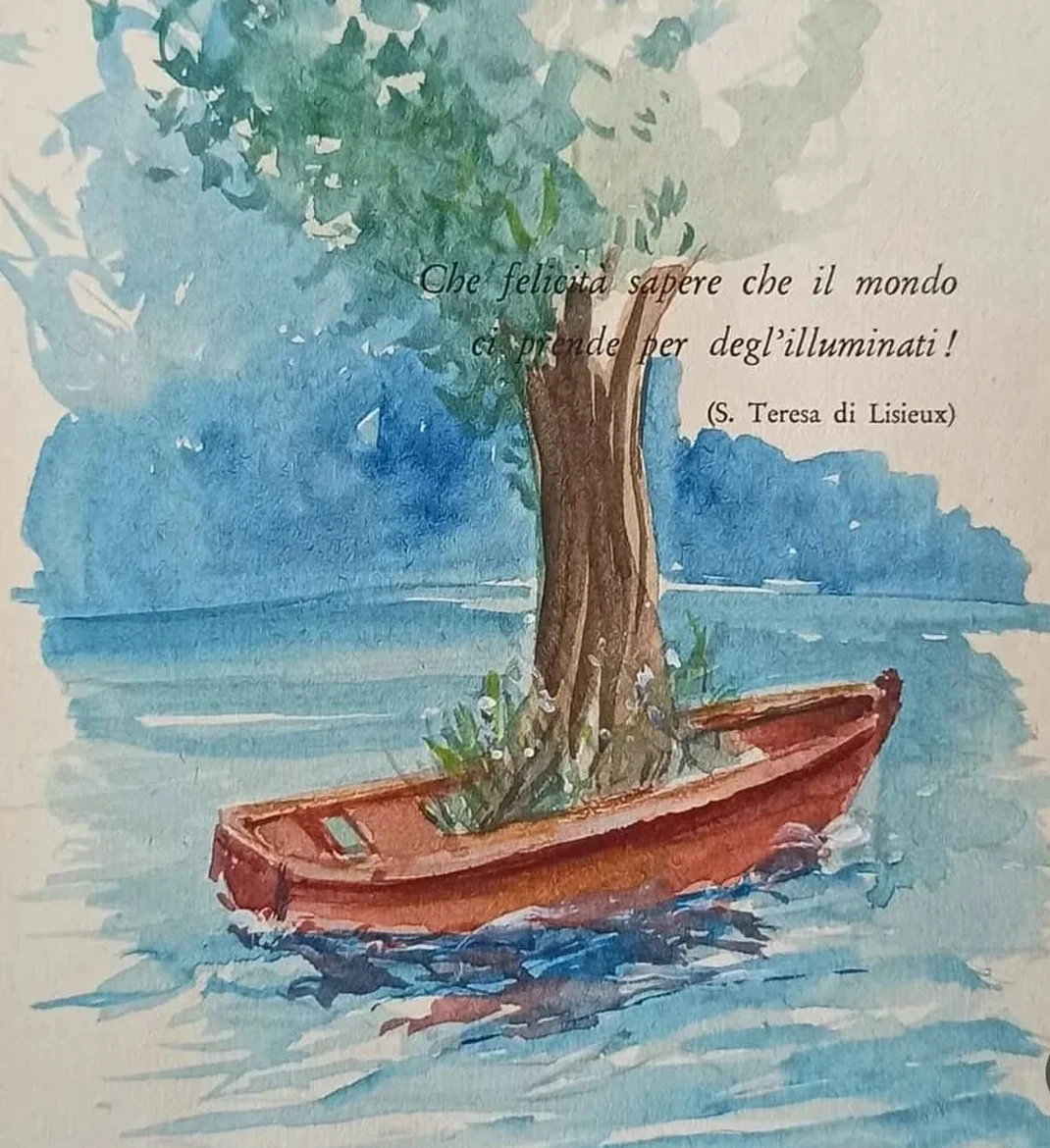Boat, tree and Saint Thérèse of Lisieux inspired artwork by Pasquale Scognamiglio